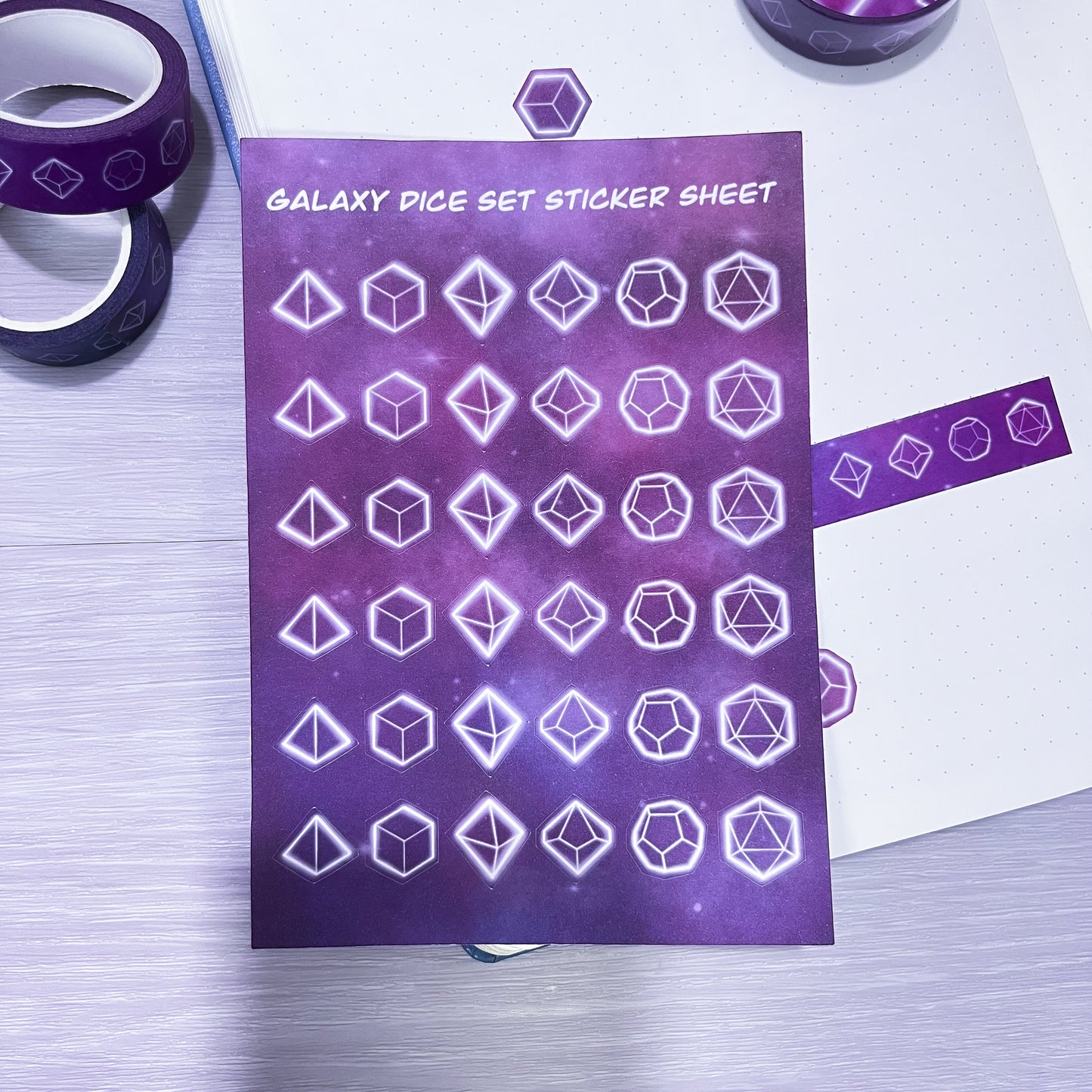 Galaxy Dice Set Sticker Sheet