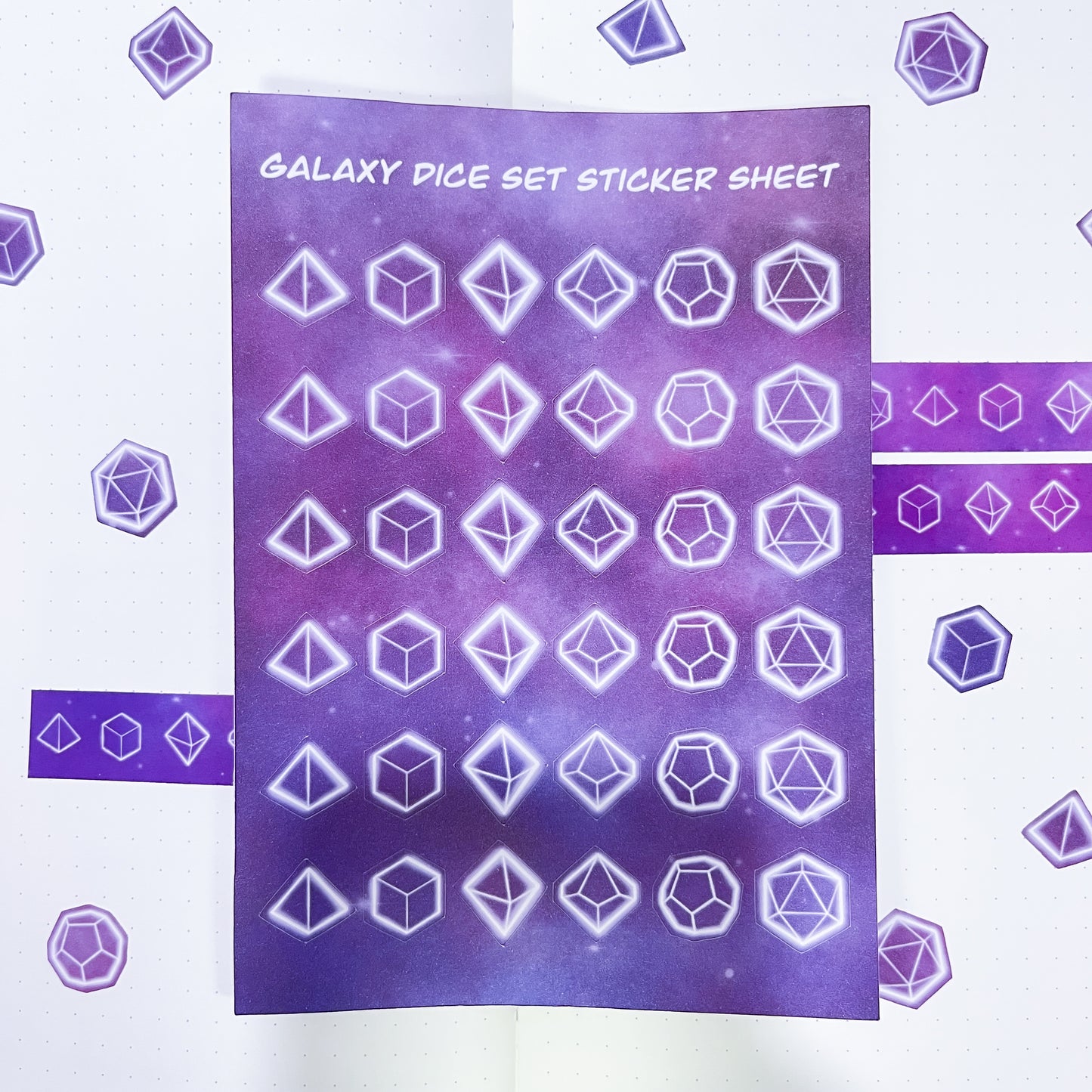 Galaxy Dice Set Sticker Sheet