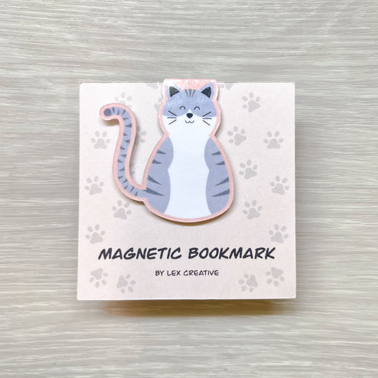 Grey "Misty" Kitty Magnetic Bookmark