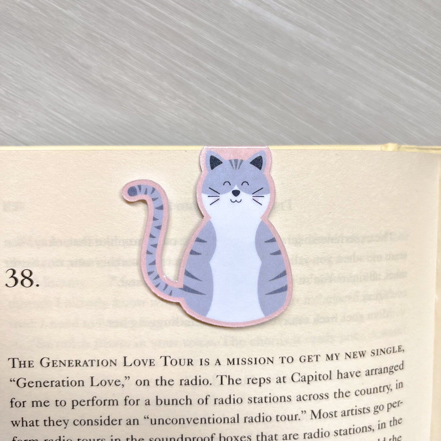 Grey "Misty" Kitty Magnetic Bookmark