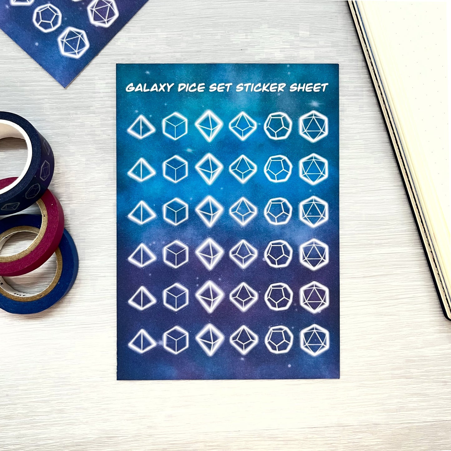 Galaxy Dice Set Sticker Sheet