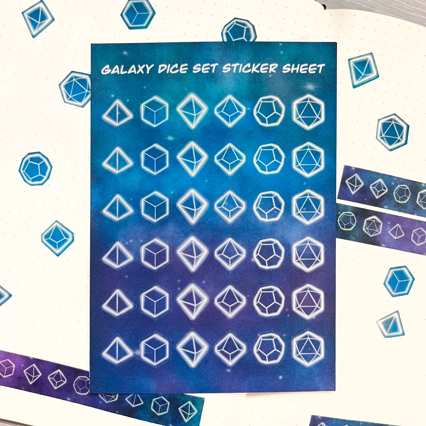 Galaxy Dice Set Sticker Sheet